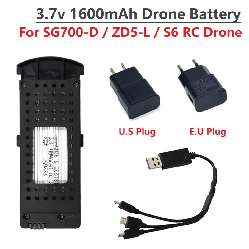 

Аккумулятор Lipo 3,7 в, 1600 мА ч, 1 шт., для квадрокоптера SG700D SG700-d / ZD5-L / S6