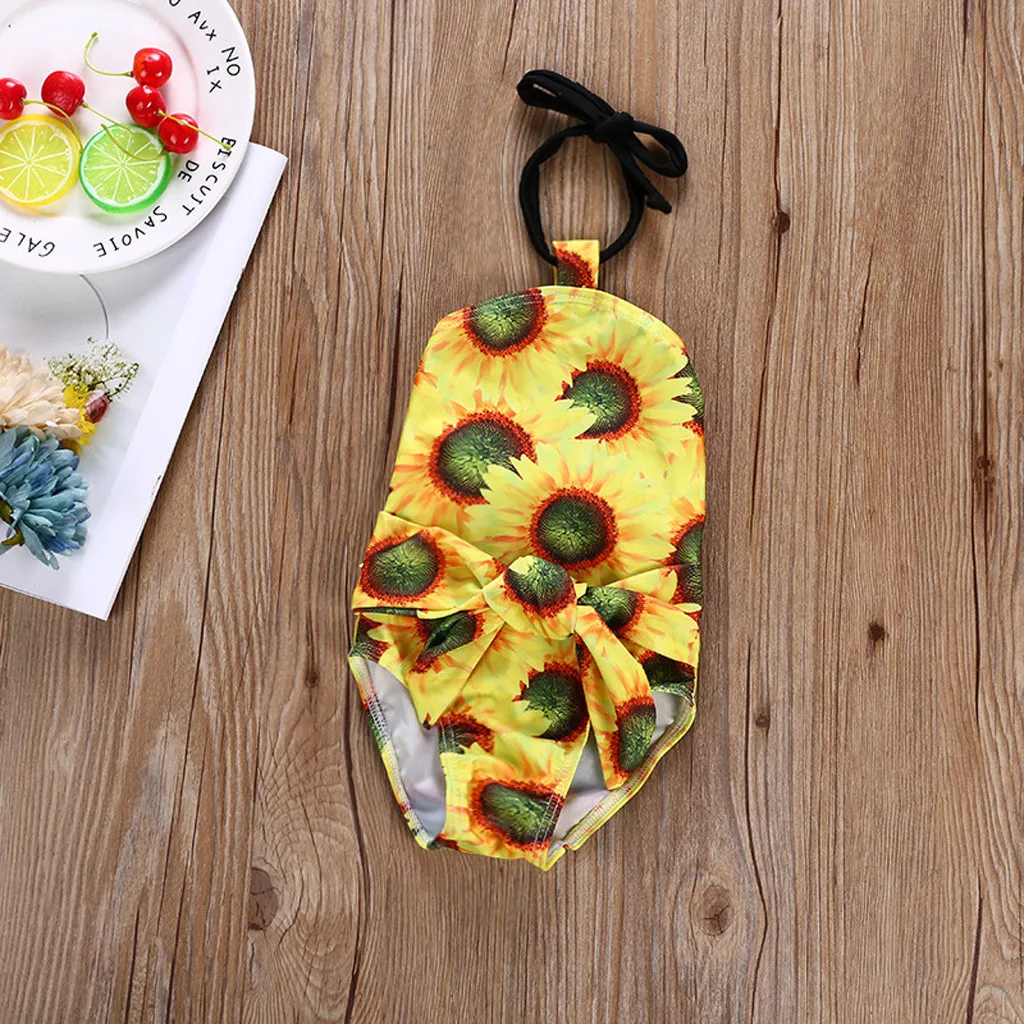 Новинка Модный летний купальник для маленьких девочек жилет с бантом и принтом