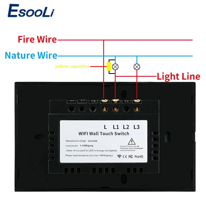 EsooLi роскошный хрустальный стеклянный стандарт США умный Wi Fi настенный сенсорный