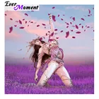 Когда-либо в настоящий момент DIY алмазная живопись Wall Art Красивая девушка фиолетовый, украшенное цветочными лепестками, для украшения дома романтическая картина 5L1231