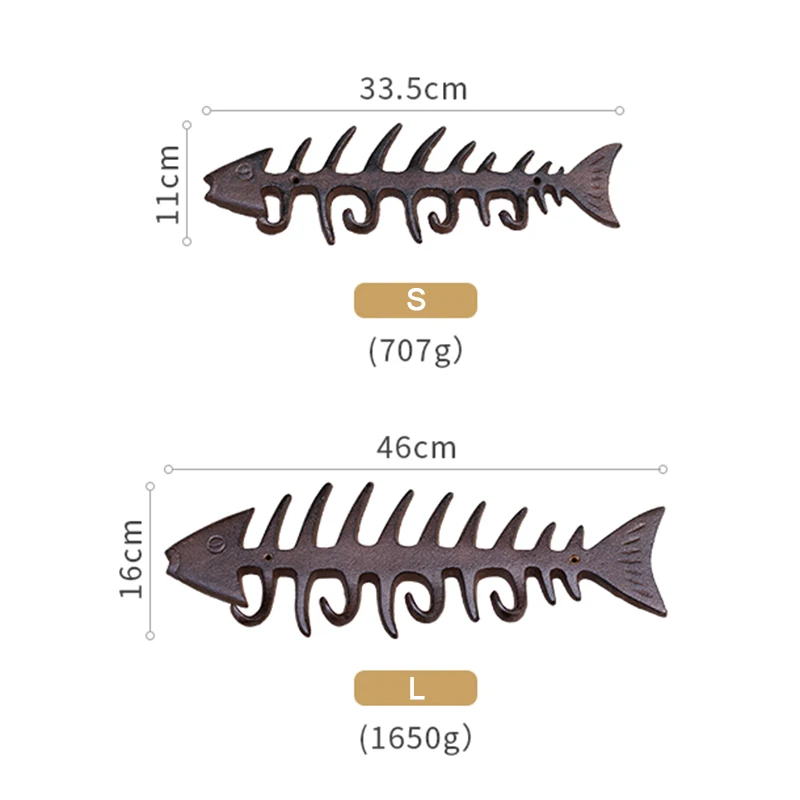 

Decorative Wall Mount with Cast Iron Fish Bones Shape Durable Interesting Useful Suit for Bathroom Courtyard Living Room Stock