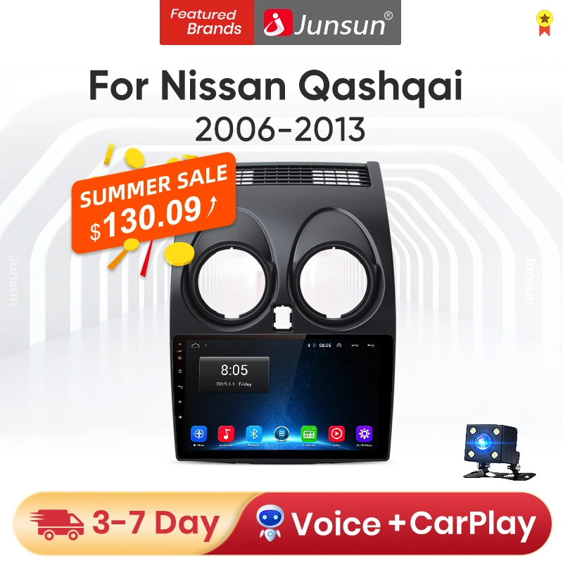 Junsun V1 4 + 64 Android 10 2din мультимедийная Автомагнитола для Nissan Qashqai 2006 2013