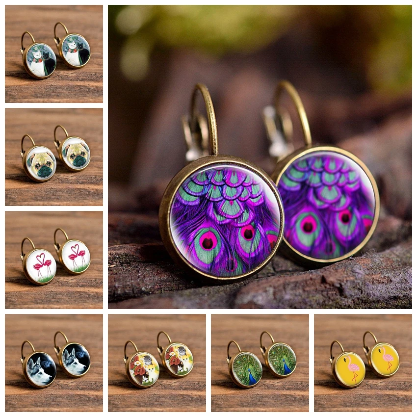 Женские модные серьги стеклянный кабошон очаровательные гвоздики ручной работы