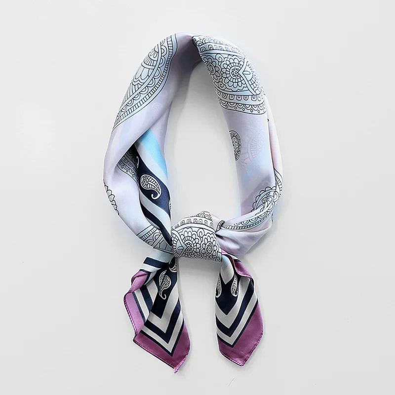 

70*70cm Silk Hair Scarf For Women Fashion Paisley Print Headband Neck Scarfs Female Square Wraps Bandana Head Scarves For Ladies