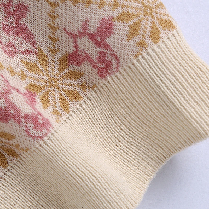 

Women 2021 Newest short sleeve Sweater Fashion Floral Turn down collar Female Pullover knitted tops Knitwear Spring YNZZU 1T037