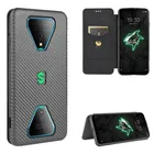 Для Xiaomi Black Shark 3 Чехол блокирующий тонкий из углеродного волокна Текстура Дизайн Флип кожаный чехол черный Shark 3 деловой чехол-кошелек