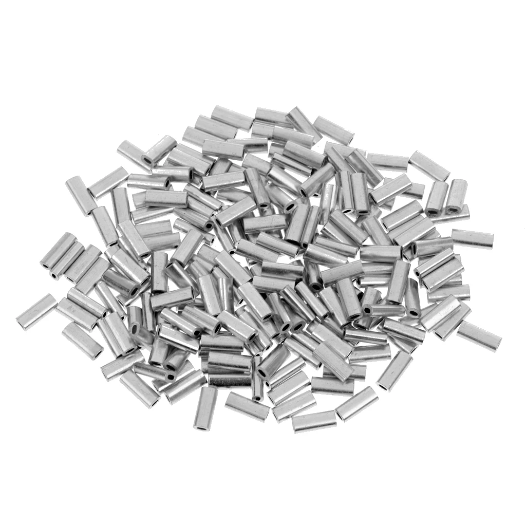 

200pcs Aluminium Single Crimps Fishing Line Sleeves Tube Fishing Connector