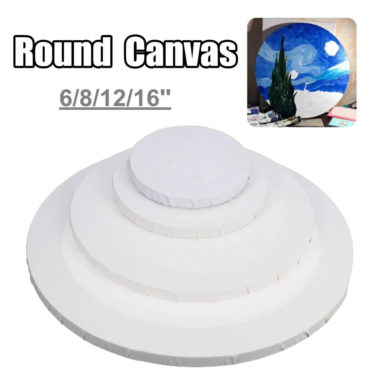 

6/8/12/16'' DIY Wooden Frame Blank Round Circle Canvas Boards Acrylic Primed Oil Painting Panels Art Artist Frame Home Decor