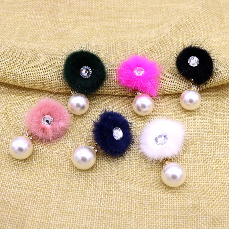 Популярные норковые меховые серьги для женщин и девочек подходящие трендовые