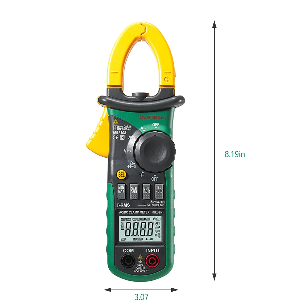 Mastech MS2108 цифровой измеритель зажимов переменного/постоянного тока тестер с ЖК