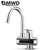 dmwd electric instant hot water faucet stainless steel water heater tankless tap led temperature display for kitchen shower