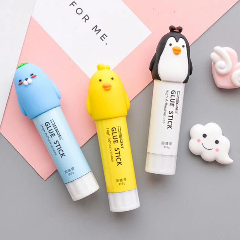 Высококачественная Милая мультяшная школьная однотонная клейкая палочка
