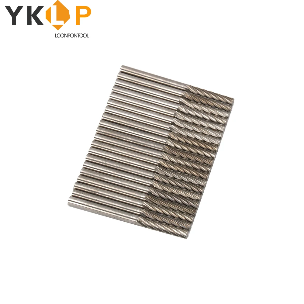 

20Pcs Tungsten Carbide Cylinder Rotary Burrs Drill Bit Single Lines Tool 1/8"