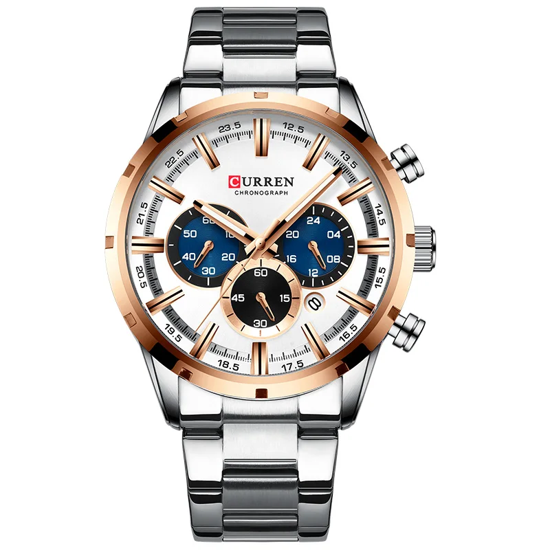rose gold white Лидирующий бренд Роскошные мужские часы CURREN Бизнес кварцевые мужские часы водонепроницаемые повседневные наручные часы Мужские часы Relogio Masculino - Цвет: rose gold white