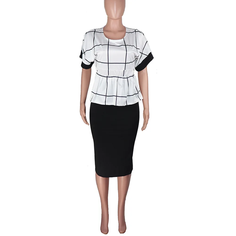

Donsignet Summer New Fashion Casual Plaid Pullover O-Neck Shorts Women's Skirt Suit Women's Clothing