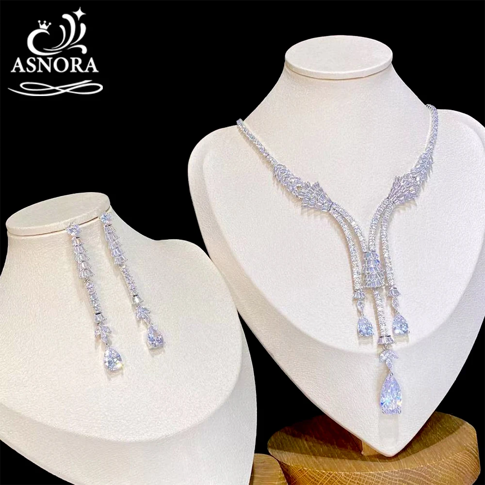 Женский комплект свадебных украшений с кулоном и серьгами X0190