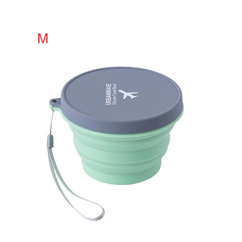 M - Light Green Портативная дорожная силиконовая чашка, аксессуары, Складная портативная походная вода, фрукты, быстрорастворимый контейнер для лапши, товары для продуктов - Цвет: M - Light Green