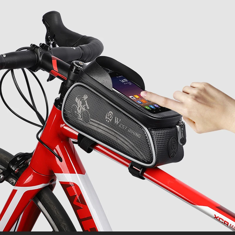

Bicycle waterproof bag touch screen mobile phone front beam chartered front tube bag mountain bike riding bag Bicycle Accessorie