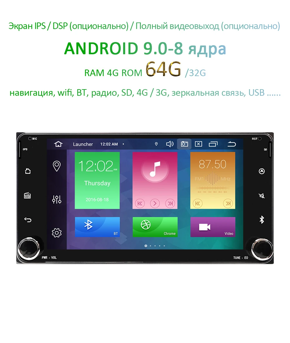 DSP 4G Оперативная память ips Android 8,1/8,0 радио автомобиль Toyota RAV4 Corolla Vios HILUX Terios Land Cruiser 100 Прадо GPS ПК Нет dvd-плеер