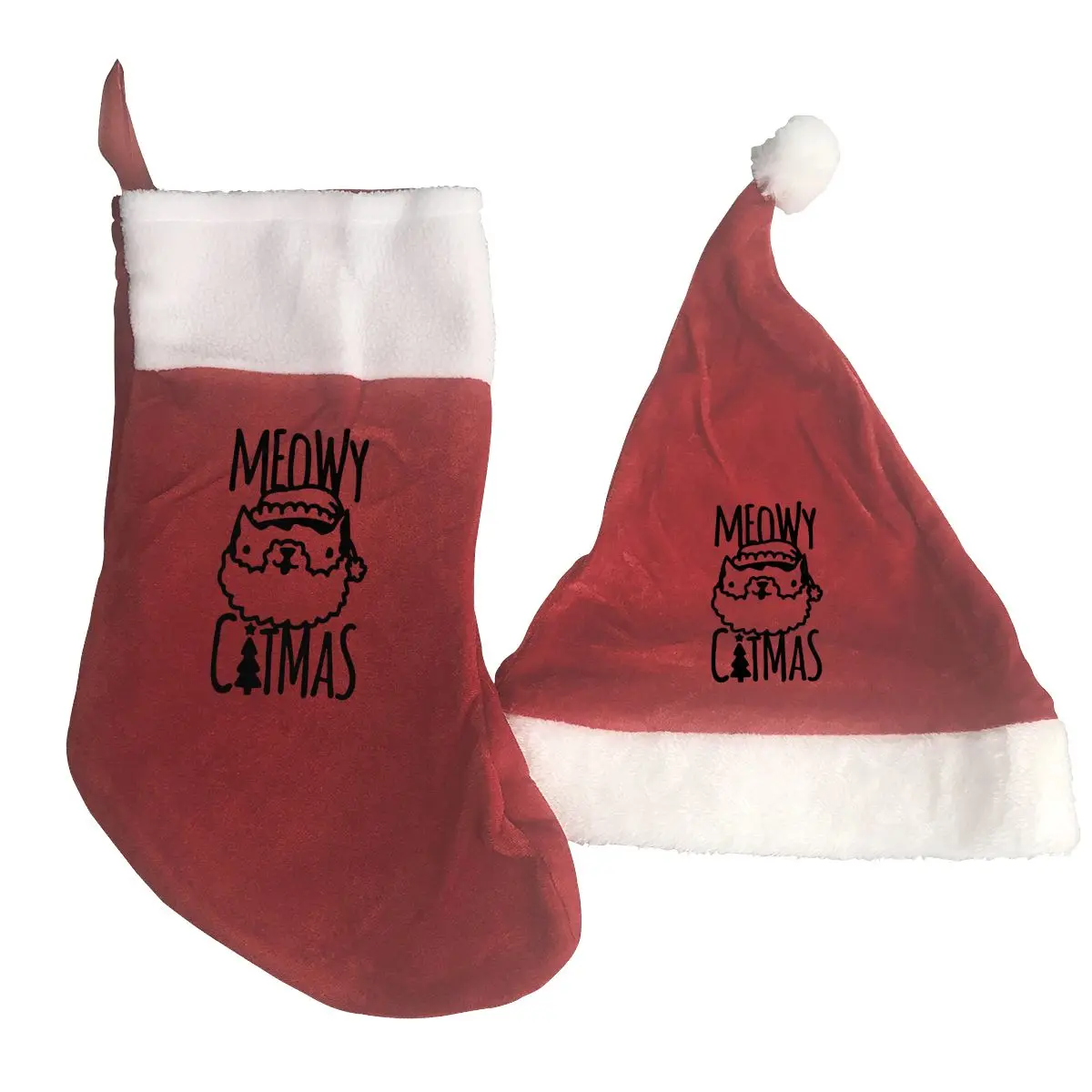 Рождественские украшения Meowy Catmas шапки и носки на заказ ваш собственный дизайн