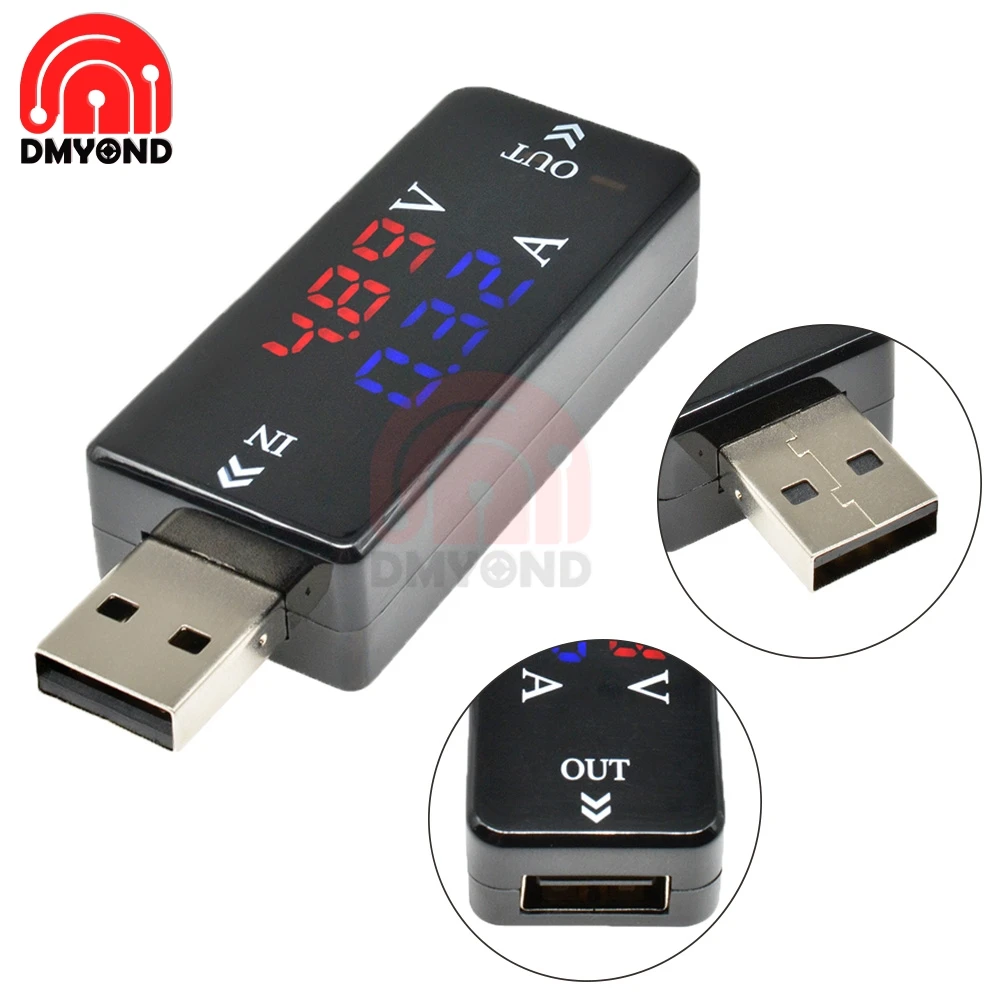 Двойной дисплей цифровой USB Измерение тока Вольт 3 В Voltege Вольтметр Амперметр