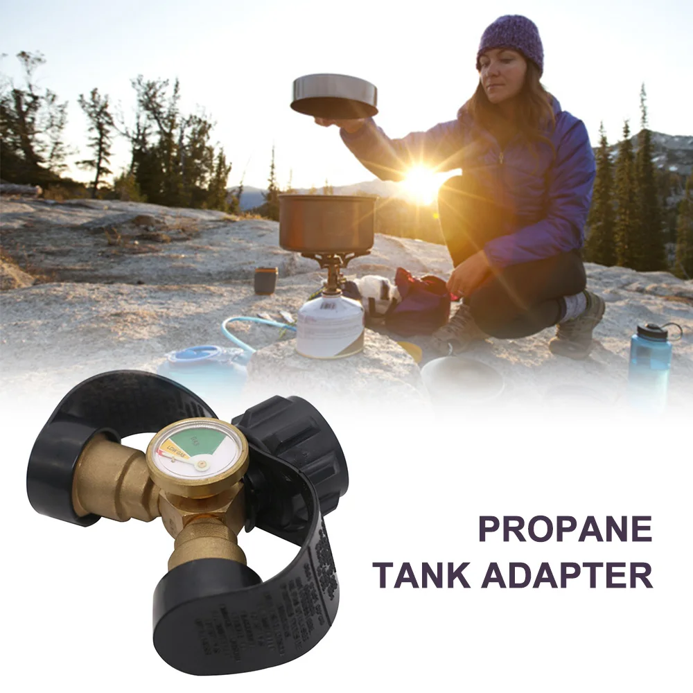 Пропан y сплиттер Кемпинг адаптер газовой плиты с манометром 2 полосный LP газовый