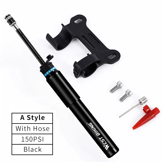 A Black 150PSI WEST BIKING портативный велосипедный насос 150PSI Presta/Schrader Road MTB горный велосипед насос велосипедный насос ручной насос для велосипеда - Цвет: A Black 150PSI