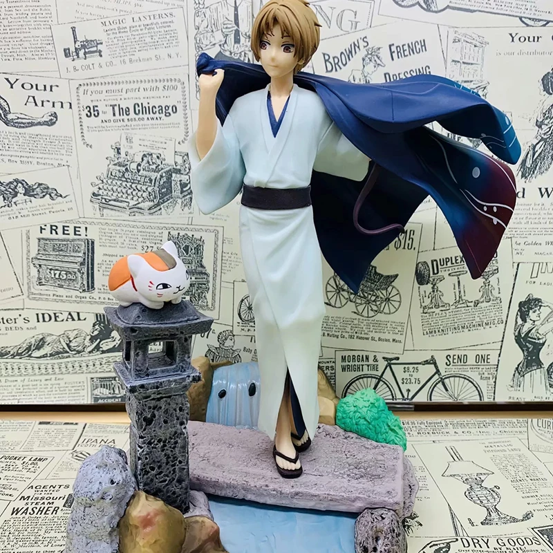 

25cm Anime Natsume Yuujinchou Takashi Natsume and Madara Action Figure Scene Base Theater Version Cloak PVC Model Doll Toy Gifts