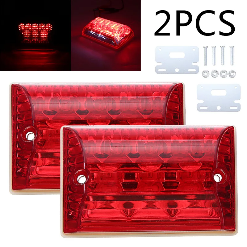 

2pcs 24V Red License Plate Brake Stop Lights Ground Lighting Tail Lamp Waterproof IP65 Stop Lights for Truck Trailer Lorry