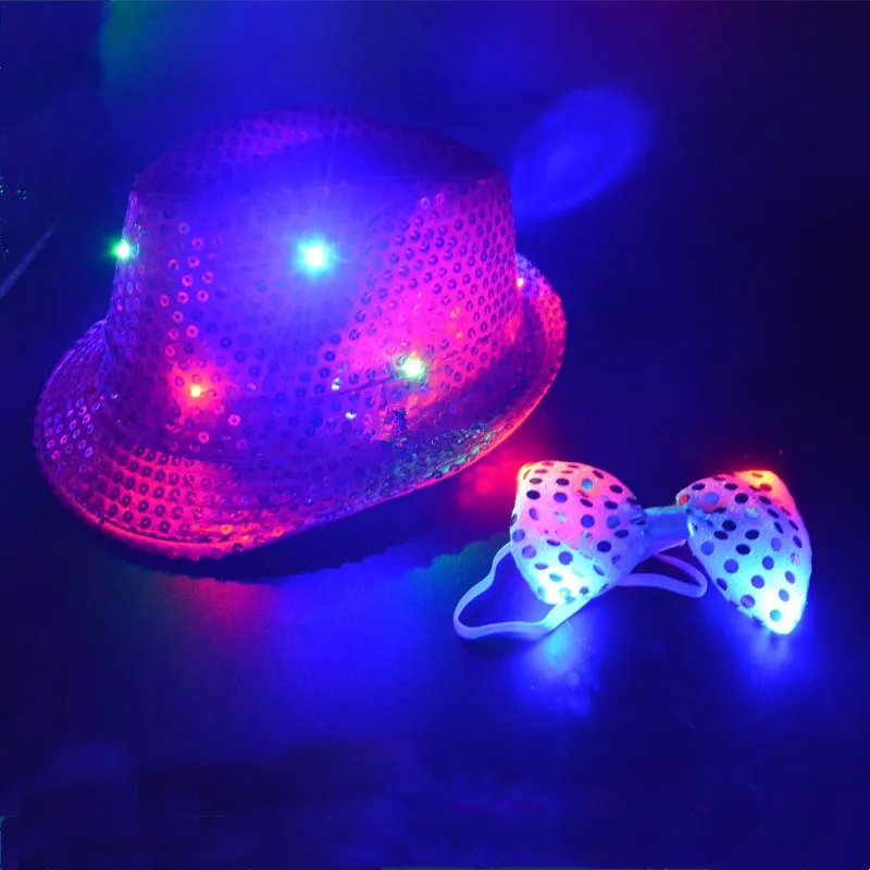 Детская и взрослая светодиодный блестки джаз шляпа светильник мигающий мягкая