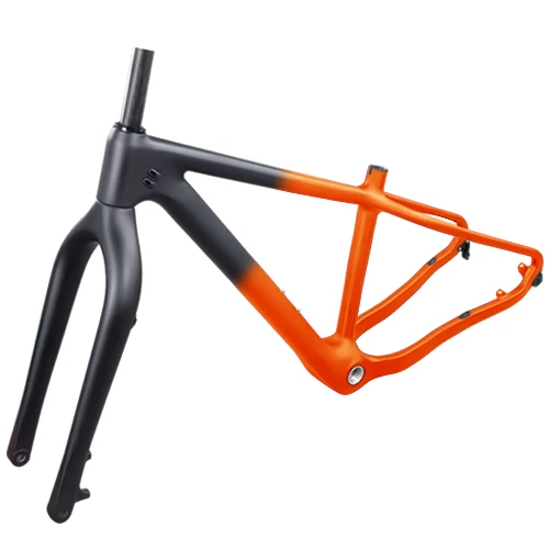 Later half orange T800 карбоновая рама для снежного жира 1-1/8 to1-1/2 коническая рама 31,6 мм Подседельный штырь рама+ вилка ось через заднюю часть и крюк задний обмен - Цвет: Later half orange