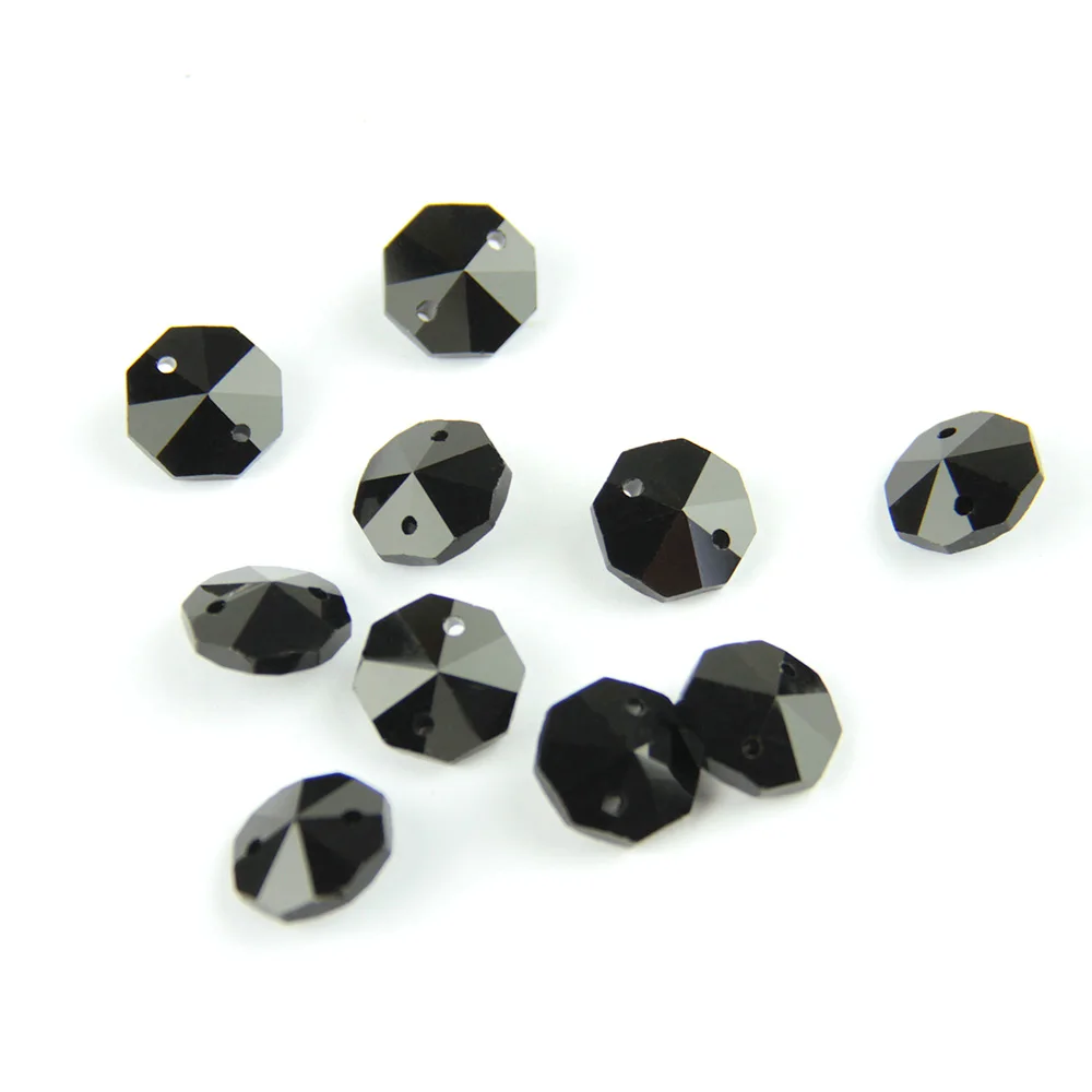 

14mm Black Color 100/500/1000pcs Glass Crystal Octagon Beads Octagon Beads With Pendant Crystal Prism Pendant Decoration