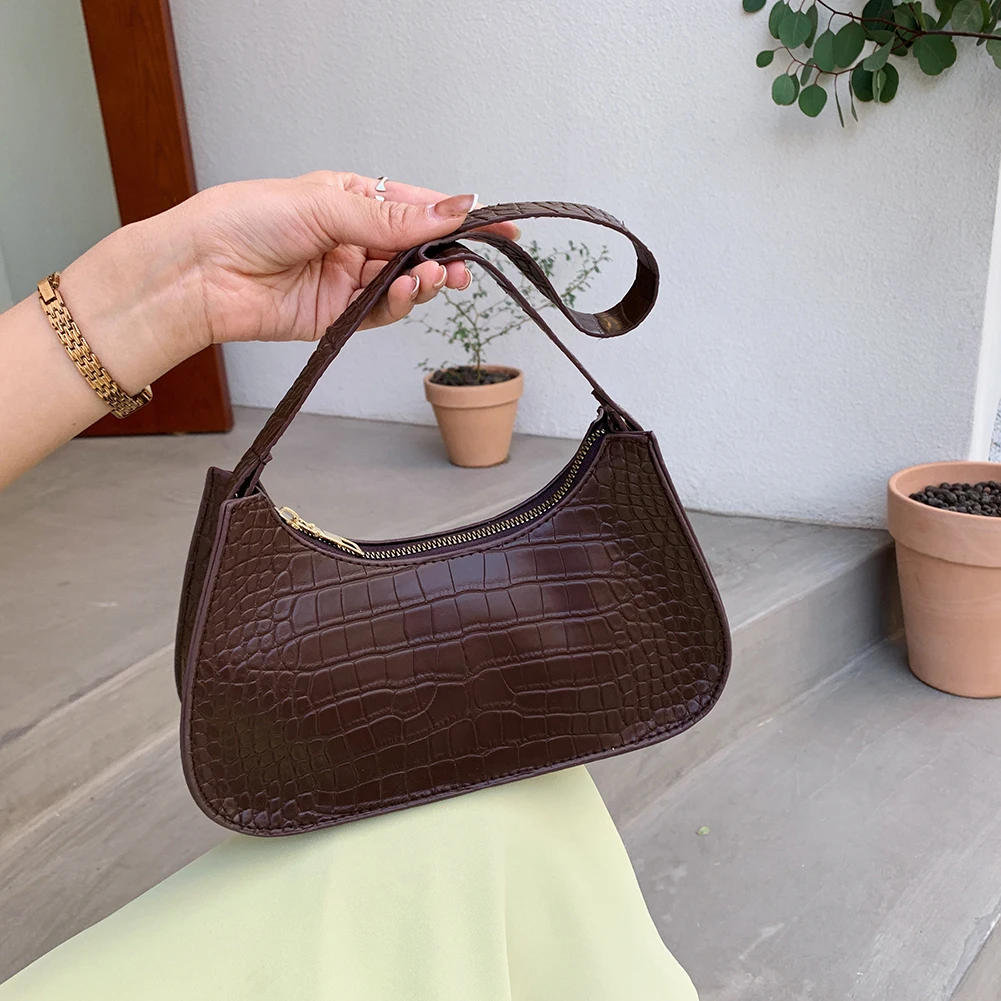 

Винтажная женская сумка, трендовая роскошная дизайнерская сумочка с крокодиловым узором, сумка-хобо для подмышек, женская сумочка из ПУ кож...