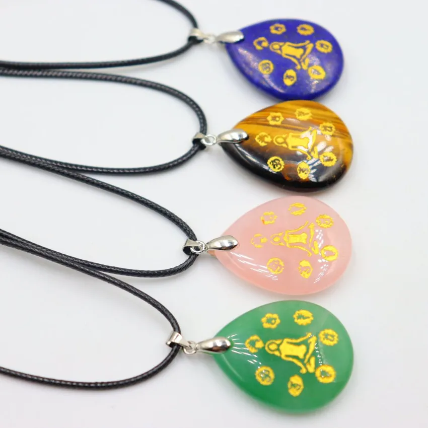 

Посеребренный камень в форме капли воды тигровый глаз подвеска Йога Медитация лечение ожерелье чакры каменные Кристаллы ювелирные изделия