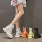 Женские дизайнерские ботинки-ведра на танкетке, модные осенне-зимние меховые ботинки из натуральной кожи на шнуровке с круглым носком, Дамская обувь