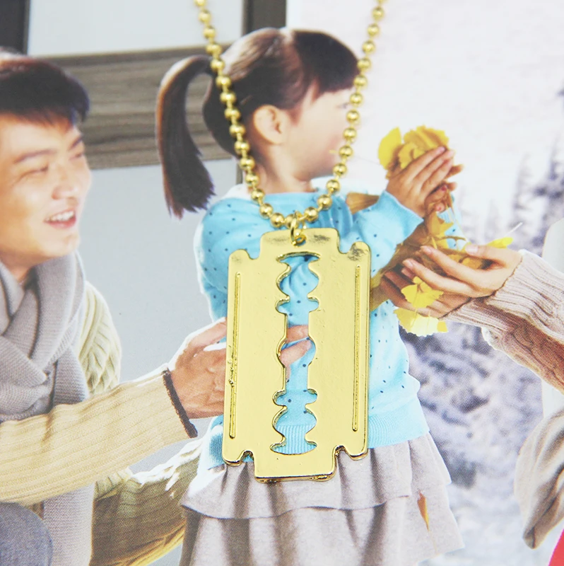 Лидер продаж ожерелья с подвесками и лезвиями для бритвы мужские ювелирные