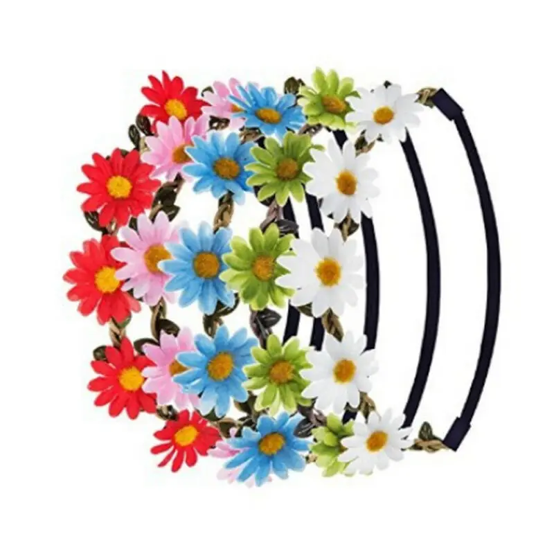 Фирменная Новинка Для женщин эластичные Дейзи Венок повязка на голову пять декор