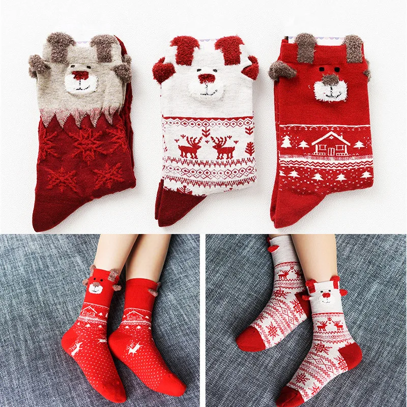 Рождественские носки Сезон осень зима Теплые хлопковые для девочек