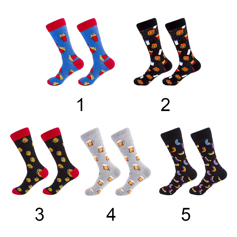 

Keep Warm Funny Adults Elastic Birthday Gift Food Pattern Daily Cotton Blend Fashion Men Socks Autumn Winter Soft Casual