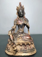 10chinese folk collection old bronze cinnabar lacquer free tara bodhisattva sitting buddha ornaments town house exorcism