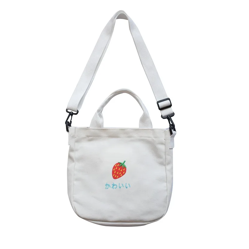 

Simple cartoon pattern canvas girl retro style bag handbag large capacity portable shopping bag fashion all-match handbag