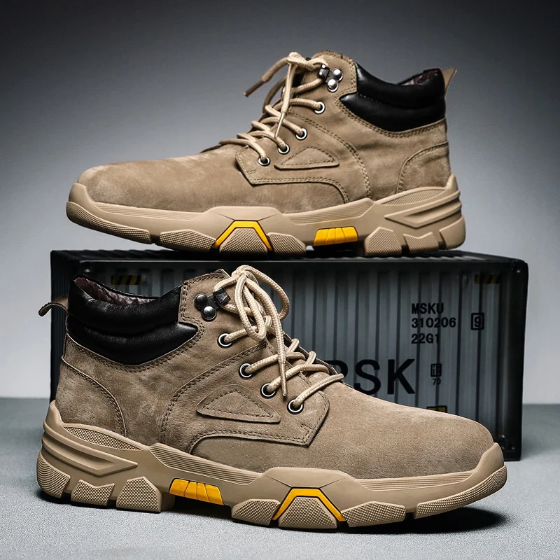 Мужские защитные рабочие ботинки на осень и зиму мужские для работы открытом