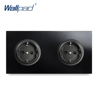 double eu 2 pin german socket wallpad luxury aluminum metal panel electric wall power socket electrical outlets for home schuko