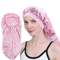 popular long braid hair satin nightcap elastic wide edge long tube hair protection cap chemotherapy hat hijab cap