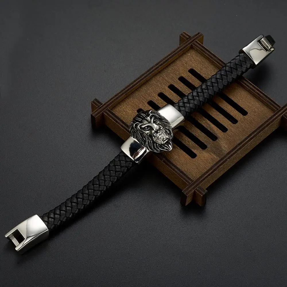 Браслет мужской из Натуральной Черной Кожи 22 см * 15 мм | Украшения и аксессуары