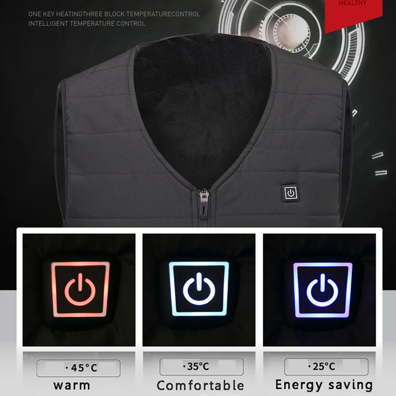 Мужской и Женский походный жилет с USB подогревом зимний флисовый Электрический