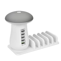 multi port quick charger 5v 2 1a mushroom lamp qc 3 0 charge for smart phone led lamp usb charging station desk dock gadgets