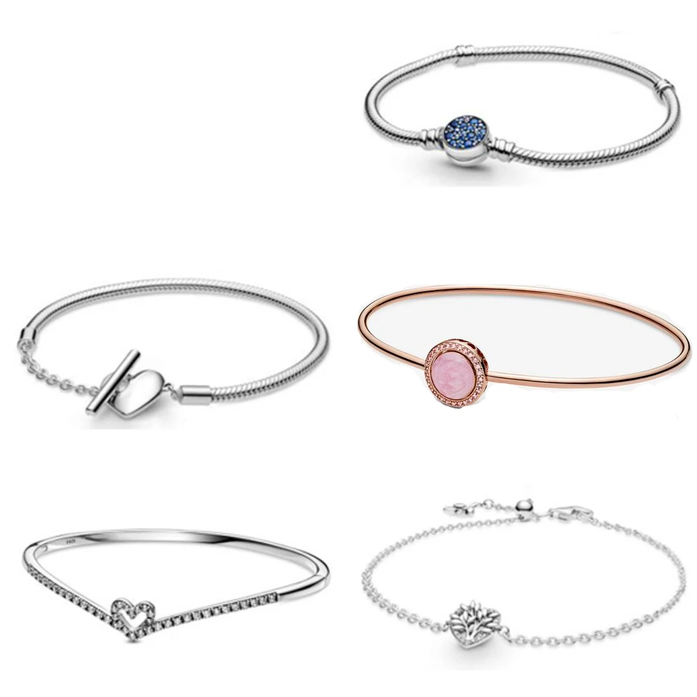 

2021 NEW 100% 925 Sterling Silver Valentine's Day Limited Collection Chain Bracelet Fit Women Original Fashion Jewelry Gift