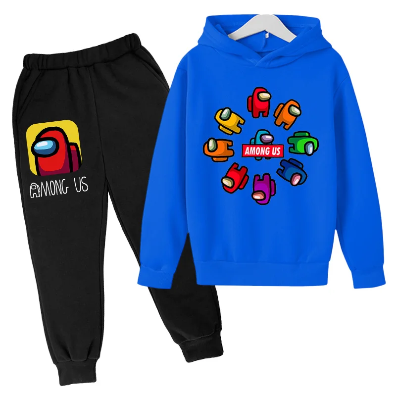 

spring and autumn korean kids clothes custom sweatsuit sets kids sweatsuit sets painting set among us anime Street wear teenager