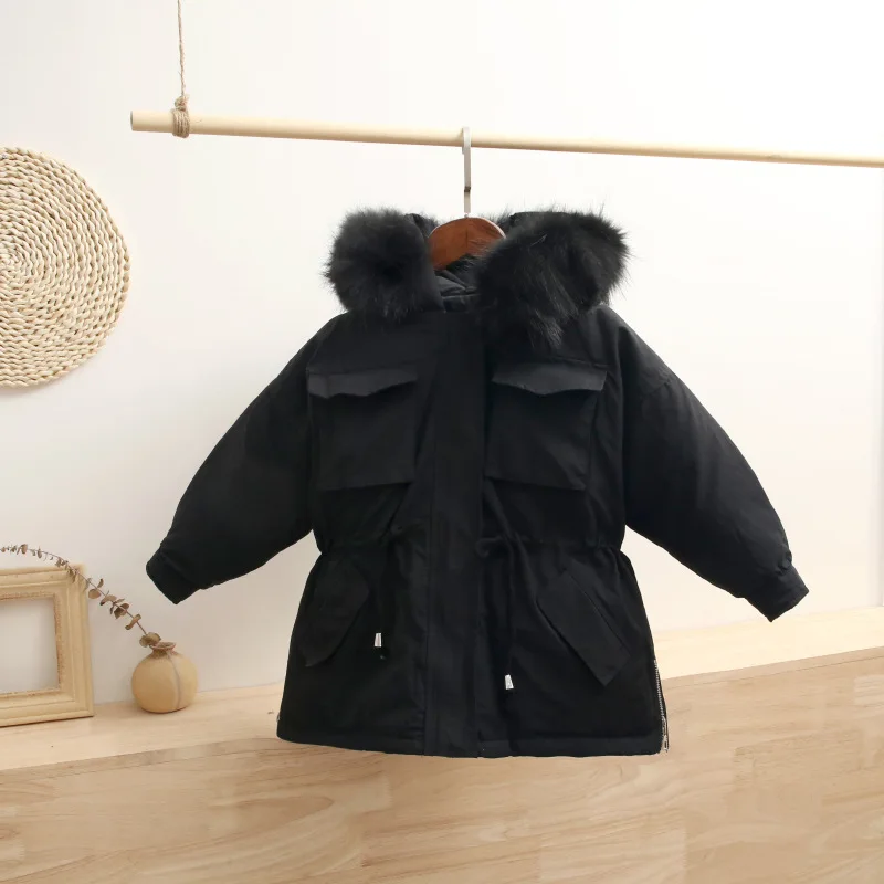 2020 модная Плотная хлопковая куртка с воротником для девочек плотное теплое